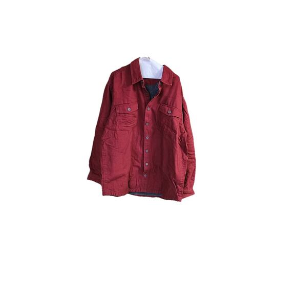 Duluth Trading Shirt Jacket Men's XLT XL TALL Canvas Fleece Lined Chore Barn Red - Picture 1 of 3